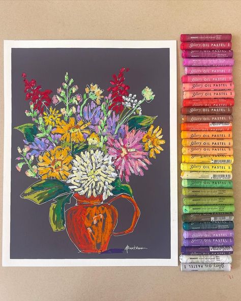 Pen Color Drawing, Pastel Still Life, Drawing With Oil Pastels, Sennelier Oil Pastels, Pen Art Work, Oil Pastels Painting, Pastel Sec, Oil Pastel Paintings, Contour Drawing