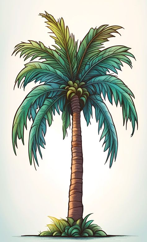 Nature Aesthetic Drawing, Palm Tree Drawing, Ideas Watercolor, Tree Photoshop, Concert Poster Art, Palm Tree Art, Beautiful Wallpapers For Iphone, Kpop Diy, Calendar Planner