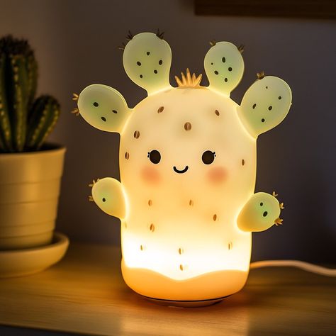 Introducing the Cute Cactus Lamp, a charming addition to any room. This vibrant green lamp features a delightful cactus design and emits a soft, warm glow, perfect for creating a cozy atmosphere. Ideal for bedrooms, living rooms, or offices, it adds a touch of whimsy and nature-inspired style to your space. Conceptual AI Art Follow @ecosapiens for more! Cactus Lamp, Yellow Bedroom Decor, Green Lamp, Cute Cactus, Practical Lighting, Unique Products Design, Yellow Bedroom, Cactus Design, Trendy Home Decor