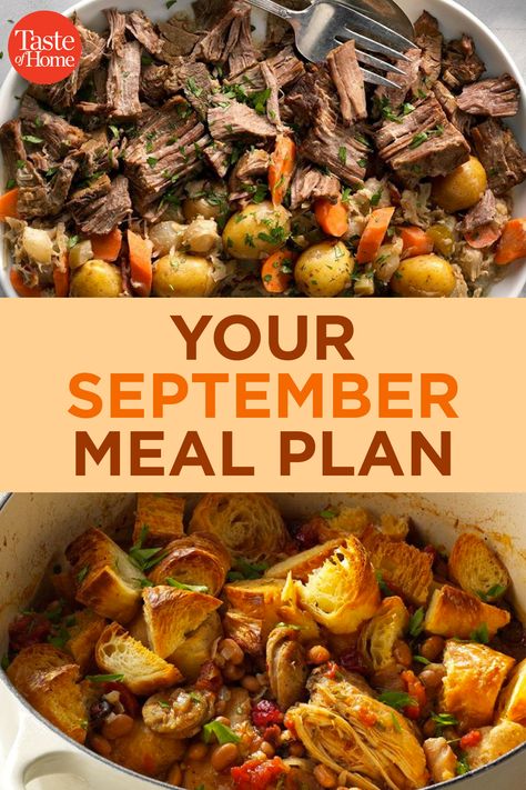 September Seasonal Food, Meals For September, Early Fall Dinner Ideas, Late Summer Early Fall Dinner, Sept Meal Plan, Dinner Ideas For September, September Food Recipes, September Dinner Menu Ideas, September Foods In Season