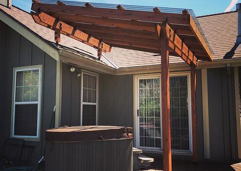 Projects | Patio Roof Riser Roof Riser, Patio Roof Extension Ideas, Aesthetic Patio, Exterior Updates, Deck Cover, Cover Patio, Covered Patio Design, Outdoor Covered Patio, Tub Cover