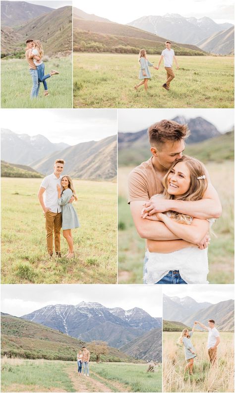 Picking Up Engagement Photos, Engagment Picture Outfits Summer, Engagement Photo Outfit Ideas Summer, Hair For Engagement Pictures, Engagement Photo Prompts, Engagement Photo Outfit, Photo Outfit Ideas Summer, Engagement Photos Outfits, Engagement Photo Hair