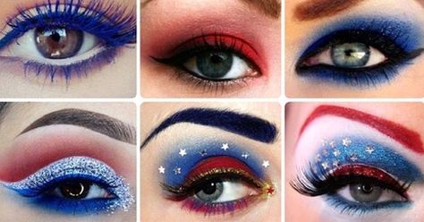 Looking for a step by step makeup tutorial to show your patriotism? Here are 10 beautiful smokey eyes perfect for veterans day, memorial day, July 4th, or any day your feeling patriotic. Patriotic Makeup, Makeup Karakter, Smokey Eyes Tutorial, July Makeup, 4th Of July Makeup, Smokey Eye Makeup Tutorial, Makeup Guide, Holiday Makeup, Smokey Eyes