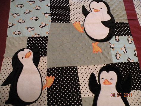 Penguin Blanket, Penguin Nursery, Penguin Baby, Colorful Quilt, Batik Quilts, Childrens Quilts, Cute Quilts, Colorful Quilts, Baby Penguins