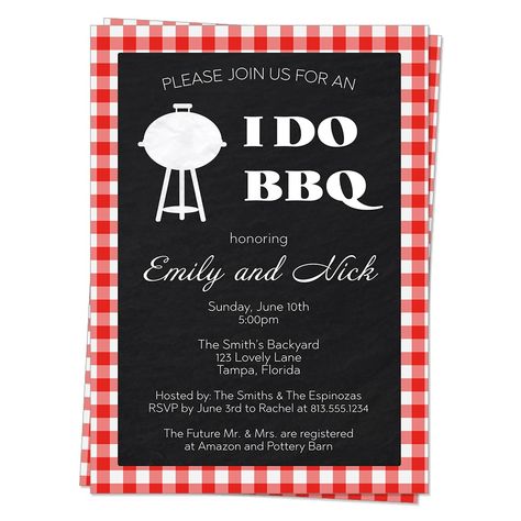 PRICES MAY VARY. ♥ Invite guests to an I Do BBQ with this chalkboard picnic invitation featuring a red gingham border. ♥ Includes 12 Invitations and 13 White Envelopes. ♥ Invitations measure 5x7 inches and are custom printed with your event details. ♥ Printed on high quality matte smooth finish card stock. ♥ All our products are Made with Love in the USA. ♥ Female owned & veteran owned small business. ♥ Invite guests to an I Do BBQ with this chalkboard picnic invitation featuring a red gingham b Rehearsal Dinner Picnic, I Do Barbecue, Wedding Barbecue, Dinner Picnic, Barbecue Wedding, Picnic Invitations, Cook Out, Wedding Shower Themes, Couple Wedding Shower