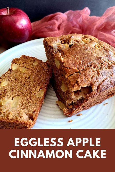 Eggless apple cake slices on a white plate. Trifle Desserts Christmas, Homemade Christmas Desserts, Sugar Free Chocolate Chip Cookies, Sugar Free Muffins, Refined Sugar Free Desserts, Healthy Holiday Desserts, Jaggery Powder, Eggless Cookie Recipes, Egg Free Baking