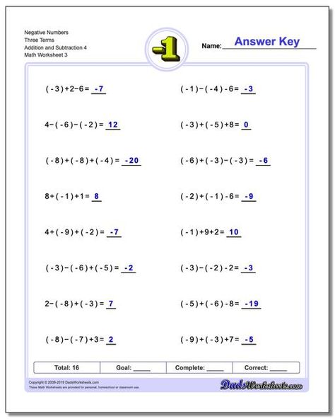 https://www.dadsworksheets.com : Negative Numbers Three Terms Addition Worksheet and Subtraction Worksheet 4 Adding Integers Worksheet, Subtracting Negative Numbers, Subtracting Integers Worksheet, Negative Numbers Worksheet, Adding Integers, Math Integers, Adding And Subtracting Integers, Addition Worksheet, Negative Integers