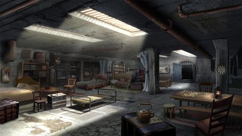 http://www.polycount.com/forum/showthread.php?t=152500 Apocalypse House, Interior Concept Art, Underground Shelter, Age Of Extinction, Underground Bunker, Apocalypse Art, Underground Homes, Cyberpunk City, Interior Concept