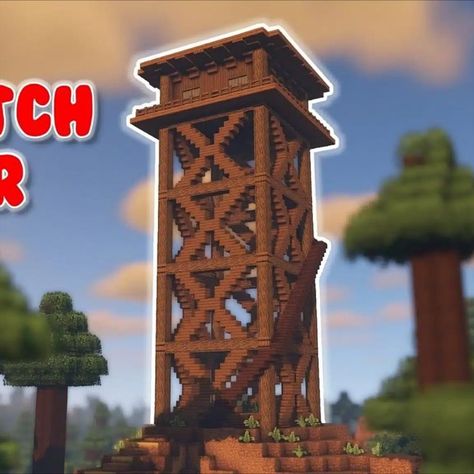 Are you searching for a fantastic watch tower inspired by the game Fortnite? Then this Firewatch Tower in Minecraft is for you! It offers a wide variety of functionalities that a watch tower may offer. It has a tall viewing angle to spot nearby biomes, has a fantastic design, and you'll forever know where your base is because of how high it goes up to the sky! But of course, always bring a map with you for safety purposes! Check it out now. Firewatch Tower, Tower In Minecraft, Minecraft Starter House, Minecraft House Ideas, Minecraft Houses Survival, Minecraft Interior Design, Bangunan Minecraft, Minecraft House Plans, Minecraft Farm