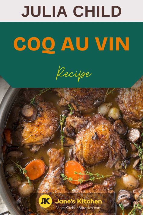 Coq Au Vin with carrots Coq Au Vin Recipe Easy, Chicken Coq Au Vin Recipe, Vegetarian Coq Au Vin, Best Coq Au Vin Recipe, Julia Child Coq Au Vin, Chicken Coq Au Vin, Coq Au Vin Recipe, Green Beans Almondine, Kale Chips Baked