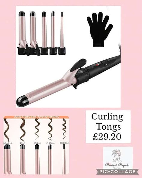 Curling Tongs £29.20 💕【5 in 1 Curling Iron】5-IN-1 hair curlers set includes 5 interchangeable different size hair curling tongs 💕(0.3 to 1.25 inches) for a natural look 💕maximum versatility with your curling style to allow you to save your money and precious time. 💕 Beauty And Beyond Boutique 💕 Hair Tongs, Hair Curling, Patio Garden Design, Curling Iron, Hair Curlers, Save Your Money, Personalised Gifts, Tongs, Natural Look