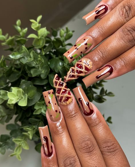 Cherry pie 🍒 inspo 🤩 • #nails #cherry #cherrypie #3dnailart #trendynails #explore #explorenails 3d Cherry Nails, Pie Nails, Cherry Nails, Cherry Pie, 3d Nail Art, Dream Nails, Trendy Nails, Nails