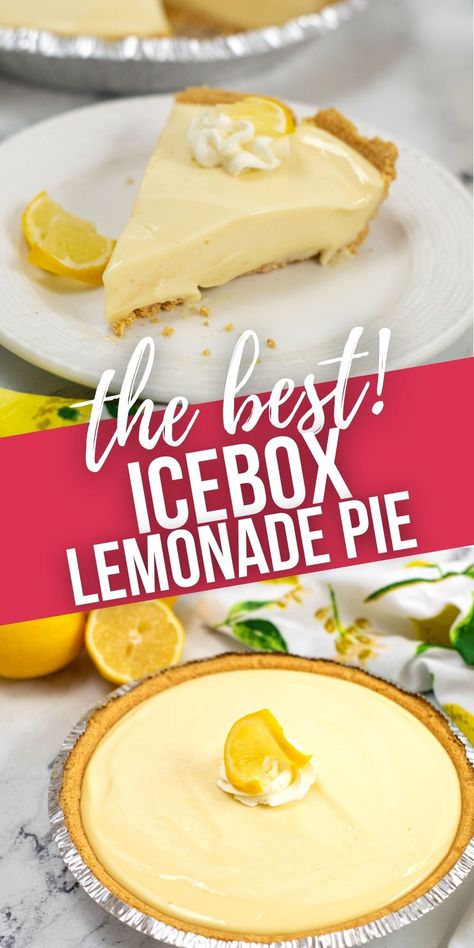 Lemonade Pie Recipe, No Bake Lemon Pie, Lemon Icebox Pie, Lemonade Pie, Lemon Pie Recipe, Homemade Graham Cracker Crust, Dessert Oreo, Icebox Pie, Homemade Graham Crackers