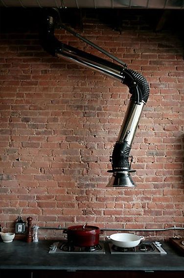 Get Inspired By This Board! http://vintageindustrialstyle.com vintageindustrialstyle vintagedesign industrialhome Kitchen Extractor Fan, Kitchen Extractor, Kitchen Vent, Kitchen Exhaust, Industrial Kitchen Design, Industrial Interior Design, Industrial Interiors, Kitchen Hoods, Cafe Logo