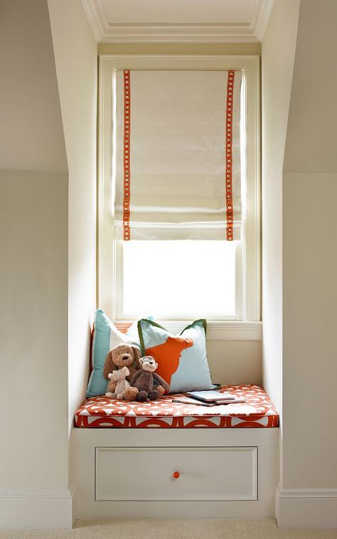 Small window seat with storage. A cozy spot to read and to store books. window seat #smallwindowseat #windowseat #storage T.S. Adams Studio. Interiors by Mary McWilliams from Mary Mac & Co. Small Window Seat, Baby Closet Storage, Window Seat Storage, Beautiful Florida, Concept Stores, Shop Displays, Design Window, Window Seats, House Blinds