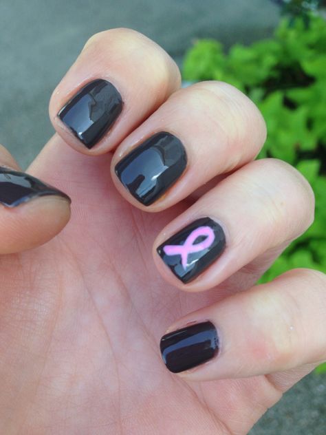 October Breast Awareness Month Nails, Awareness Nails, Month October, Black Nails, Pink Ribbon, Halloween Nails, Nail Ideas, Cute Nails, Nail Designs