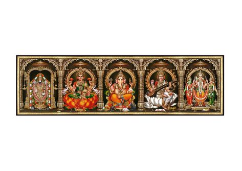 5 Hindu Gods In One Photo Frame, All God Images Hd, Hindu Traditions, Devi Saraswati, Standing Posture, Indian Wall Art, God Photos, Star Goddess, Wall Art Personalized