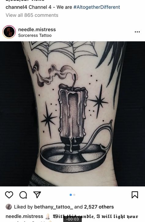 Stick Design Ideas, Candle Tattoo Design, Best Candle, Candle Tattoo, Light Tattoo, Flame Tattoos, Wax Stick, Stick Design, Witch Tattoo