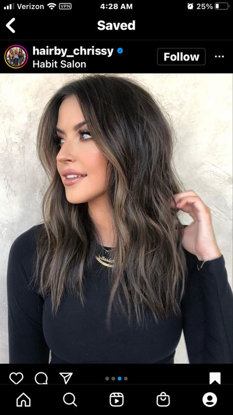 Brown Mid Length Hair, Dark Brown Hair Balayage, Mushroom Hair, Black Hair Balayage, Brown Hair Inspo, Balayage Hair Dark, Dark Hair With Highlights, Brunette Balayage Hair, Brown Hair Balayage