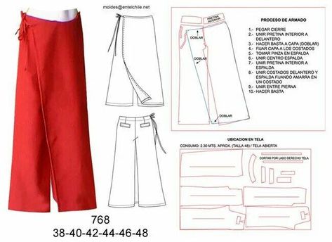 Sew Pants, Skirt Sewing Tutorial, Pantalon Thai, Pola Rok, Pattern Pants, Sewing Pants, Wrap Pants, Pants Sewing Pattern, Pants Skirt