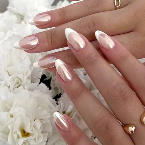 Chrome Nails Designs, Graduation Nails, White French Tip, Manicure Diy, Stick On Nails, Prom Nails, Nail Charms, Bling Nails, Diy Manicure