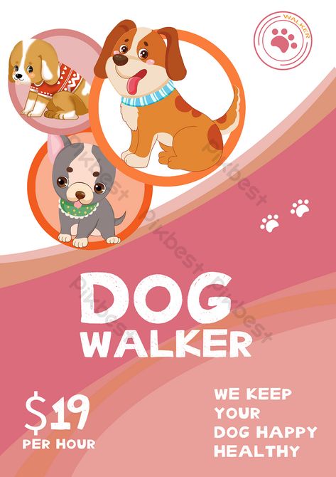 Dog Walker Flyer, Dog Walker, Illustration Sketches, Psd Free Download, Graphic Design Templates, Free Graphic Design, More Pictures, Design Templates, Image Design