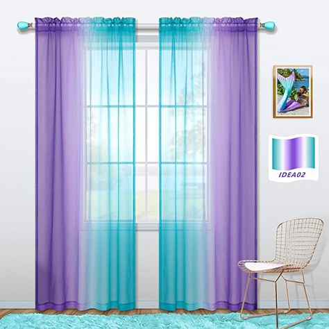 Purple Teal Bedroom, Mermaid Curtains, Princess Curtains, Turquoise Bedroom, Turquoise Curtains, Curtains For Kids, Curtains Green, Teal Rooms, Girls Bedroom Sets