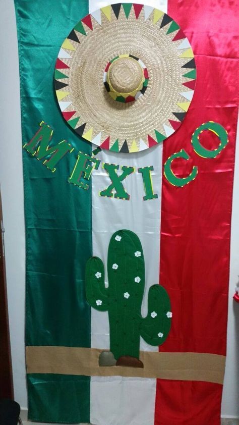 Mexico Classroom Door, Culture Fair, Hispanic Heritage Month Crafts, Missions Conference, Mexican Birthday Parties, Baseball Theme Party, Mexican Birthday, Daycare Activities, Door Decorations Classroom