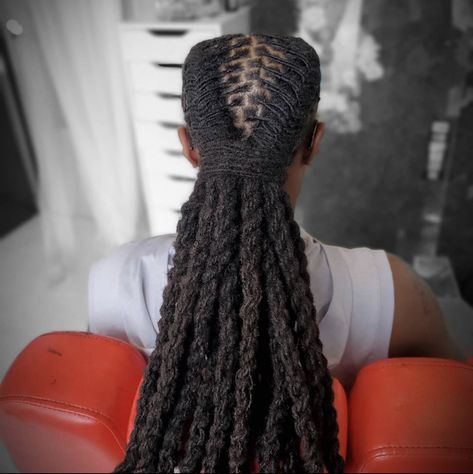 Locs Fishtail Braid, Loc Ropes Style, Fish Tail Locs, Fishtail Braid Locs, Rope Loc Styles, Fishtail Locs, Fishtail Loc Styles, Dread Retwist, Dreadlock Ideas