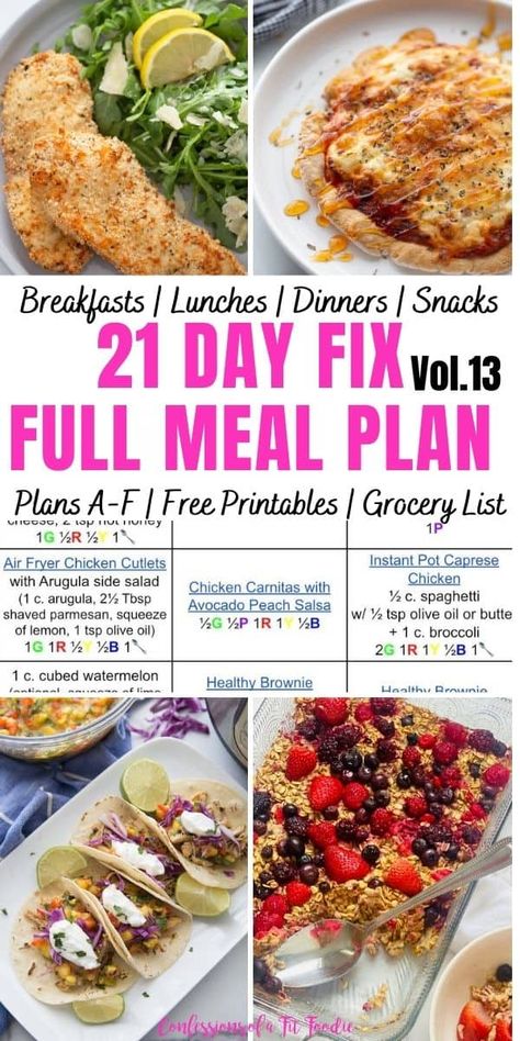 A 21 Day Fix Meal Plan to help you plan and follow through on a week of portion controlled nutrition without any stress. This complete Ultimate Portion Fix meal plan contains breakfast, lunch, dinner, and snacks, for ALL 21 Day Fix Plans A-F, plus prep tips and an itemized printable grocery list! 21 Day Fix Meals For Family, 21 Day Fix Extreme Meal Plan, 21 Day Fix Meal Prep 1500 1799, Portion Fix Plan B Meal Plan, Portion Fix Plan C Meal Plan, Portion Fix Plan B, 21 Day Fix Plan C Meal Prep, 21 Day Fix Plan B Meal Plan, Portion Fix Lunch Ideas