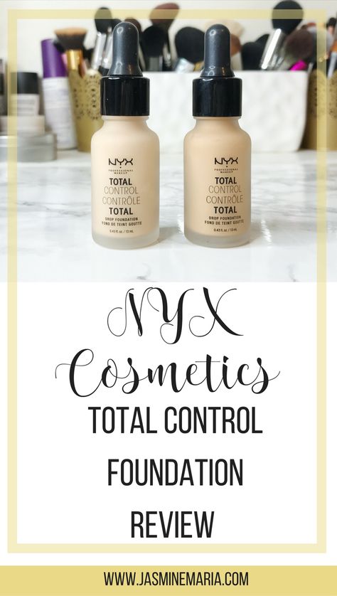 Review on the NYX Cosmetics Total Control Foundation. #nyxcosmetics Nyx Highlighter, Nyx Powder Puff Lippie, Nyx Foundation, Nyx Palette, Nyx Blush, Nyx Eyeliner, Nyx Liquid Suede, Best Drugstore Foundation, Nyx Eyeshadow