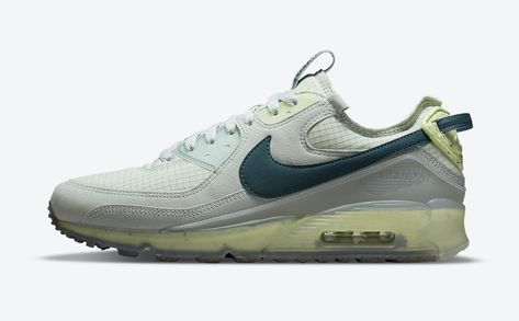 Nike Air Max 90 Terrascape, Air Max 90 Terrascape, Dark Teal Green, Teal Green Color, Cheap Nike Air Max, Sneaker Release, Cheap Nikes, New Nike Air, Green Grey