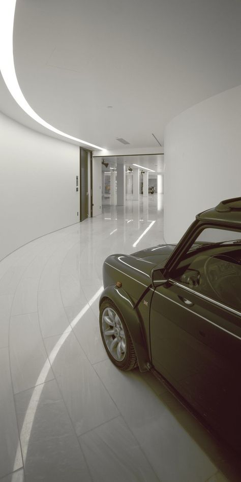 Gallery of Psychiko House / Divercity - 10 Garage Interior Paint, Garage Design Interior, Interior Design Images, Garage Interior, Mini Classic, Vintage Classics, Lighting Design Interior, Garage Design, Modern House Plans