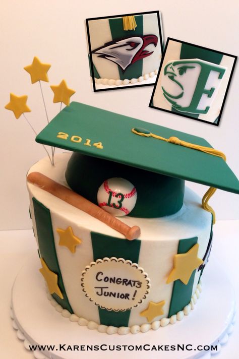 Graduation Cake Ideas, High School Graduation Cakes, Graduation Reception, Graduation Food, Baseball Cake, Senior Graduation Party, Baseball Ticket, High School Baseball, High School Graduation Party