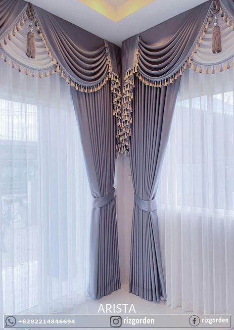 Luxury Curtains Living Room, Latest Curtain Designs, Curtain Designs For Bedroom, Fancy Curtains, Curtains Vintage, Rose Curtains, Curtains Living Room Modern, Luxury Windows, Design Hall