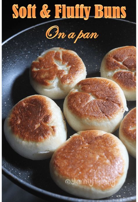 Stove Top Bread Recipe, Pan Fried Bread, Frying Pan Recipes, Easy Buns, Chicken Buns, Bread Dumplings, Sweet Buns, Indian Bread, Fry Bread