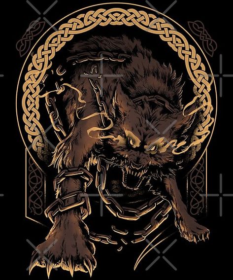 Nordic Wolf Art, Fenrir Art, Norse Fenrir, Viking Artwork, Nordic Wolf, Celtic Bear, Norse Mythology Tattoo, Viking Wallpaper, Scandinavian Tattoo