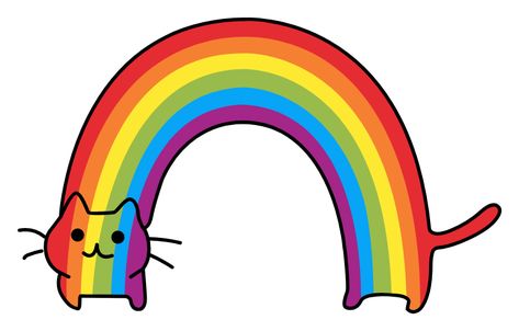 Kawaii Rainbow Cat Sticker. Two cute things in one, kawaii cat in the shape of a rainbow!. Rainbow Cat Tattoo, Pride Rocks, Lgbtq Design, Lgbt Tattoo, Drawing Rainbow, Rainbow Kawaii, Lgbt Sticker, Pride Tattoo, Cat Rainbow