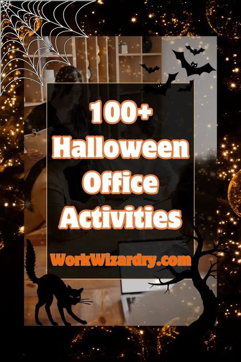 70+ Office Halloween Activities For The Workplace (Virtual, party, or in-office ideas) 7 Halloween Call And Response, Fall Theme Work Events, Halloween Week Ideas For Work, Halloween Games At Work, Halloween Decorating Contest Office, Fall Activities For Work, School Office Halloween Decorations, Halloween Wellness Ideas, Office Activities Work