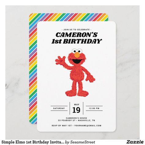 Simple Elmo 1st Birthday Invitation First Birthday Elmo, Elmo 1st Birthday, Elmo Invitations, Elmo First Birthday, Sesame Street Birthday Invitations, Sesame Street Birthday Party, Elmo Birthday, Sesame Street Birthday, 1st Birthday Invitation