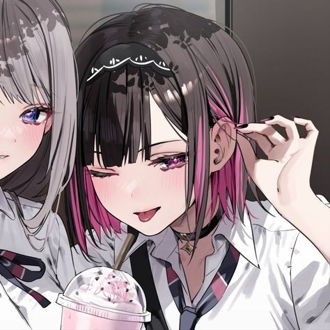 Credits - @minori_chigusa Douyin Matching Pfp, Matching Pp 2 Girl, Quad Matching Pfps, Female Matching Pfp Friends, Matching Sister Pfp, Pink Anime Matching Pfp, Besties Icon, Matching Pfp Girls Best Friends, Matching Pfps For Best Friends Girl Girl