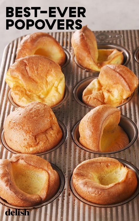 Popovers Recipes, Malasadas Recipe, Brekkie Ideas, Berry Butter, Pop Overs, Easy Popovers, Crossant Recipes, Popover Recipe, Yorkshire Pudding Recipes