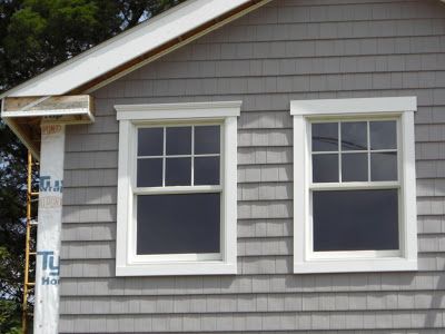 Today Doug finished the siding on the front of the house and put the trimboards up for most of the front windows. I'm really looking forward... Outdoor Window Trim, Exterior Window Trim Ideas, Window Trim Styles, Exterior Window Trim, Exterior Door Trim, Craftsman Window, Craftsman Window Trim, Diy Window Trim, Interior Window Trim