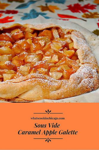 Sous Vide Caramel Apple Galette! Honeycrisp apples are tossed with brown sugar, cinnamon and a touch of vanilla and slow cooked in a sous vide until tender to create a perfectly seasonal filling for a galette drenched in buttery caramel. #galette #apple Galette Apple, Caramel Apple Galette, Sous Vide Dessert, Fancy Desserts Recipes, Store Bought Pie Crust, Apple Galette, Galette Recipe, Friendsgiving Dinner, Sous Vide Recipes