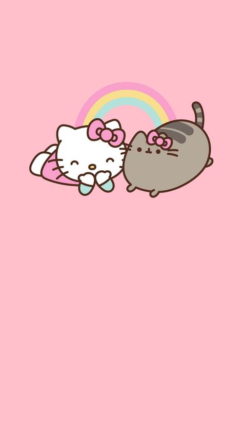 Pusheen Aesthetic, Hello Kitty And Pusheen, Pusheen Wallpaper, Sanrio Wallpapers, Rilakkuma Wallpaper, Sanrio Aesthetic, Sanrio Wallpaper, Kitty Wallpaper, Aesthetic Iphone