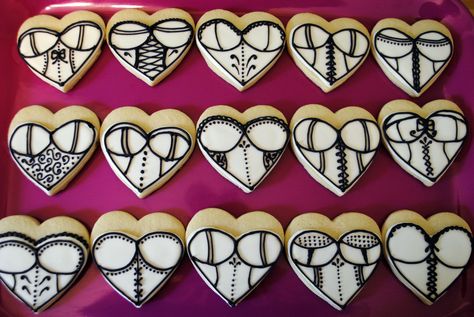 Police Cupcakes, Corset Cookies, Cookies Decoration, Heart Sugar Cookie, Heart Cookie, Bridal Shower Cookies, Bakery Ideas, Heart Cookies, Cupcake Muffins