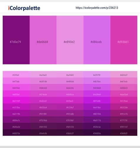 Colors included in this palette similar to Cerise, Claret Red, Lavender, Lavender Magenta, Medium Orchid, Medium Orchid and Pale Violet Red, Orchid, Orchid and Medium Orchid, Orchid and Pale Violet Red, Orchid and Violet, Pale Violet Red, . Download color palette as Pdf, Adobe swatch and more. Shades Of Purple Names, Purple Color Chart, Purple Color Names, Green Color Chart, Green Color Names, Purple Colour Shades, Lavender Color Palette, Pantone Color Chart, Blue Shades Colors