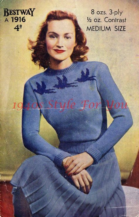 Fair Isle Knitting Patterns, Fair Isles, Jumper Knitting Pattern, Vintage Knitwear, Vintage Knitting Patterns, Pdf Knitting Pattern, Fair Isle Knitting, 1940s Fashion, Vintage Knitting