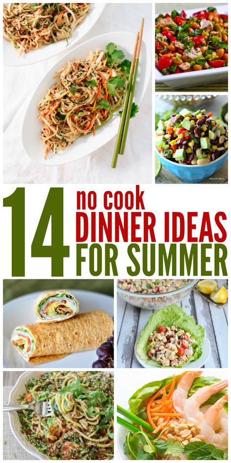 These no cook summer meals sound so refreshing and delicious! - One Crazy House No Cook Summer Meals, No Cook Dinner Ideas, No Cook Dinner, Hot Weather Meals, Dinner Light, Cook Meals, Easy Summer Dinners, Summertime Recipes, Cook Dinner