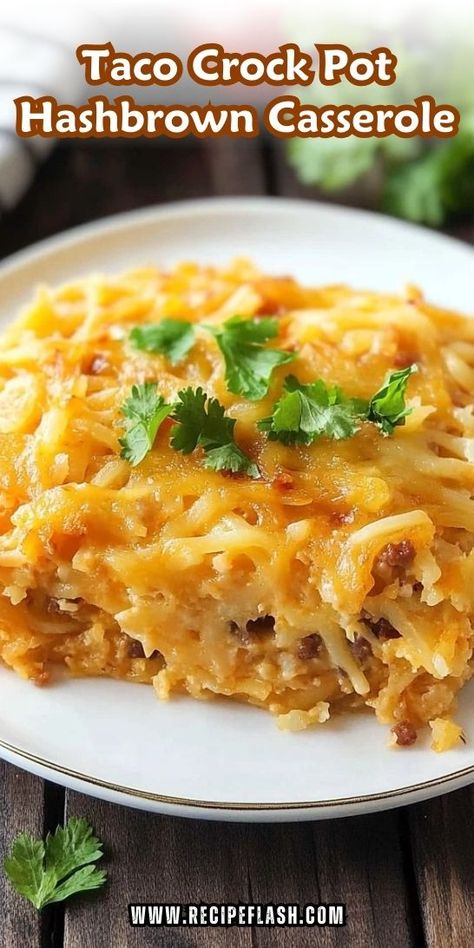 Looking for a delicious twist on taco night? This Taco Crock Pot Hashbrown Casserole Recipe combines hearty flavors and comforting textures for a satisfying meal. Perfect for busy days, save this easy crockpot recipe for a hassle-free dinner idea that everyone will love! Taco Hashbrown Casserole Crock Pot, Crock Pot Hashbrown Casserole, Crockpot Taco Casserole, Taco Hashbrown Casserole, Taco Crock Pot, Hashbrown Casserole Recipe, Hashbrown Casserole, Crockpot Casserole, Crock Pot Tacos